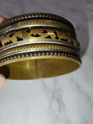 Pulsera rígida Anna Biblò dorada y plateada