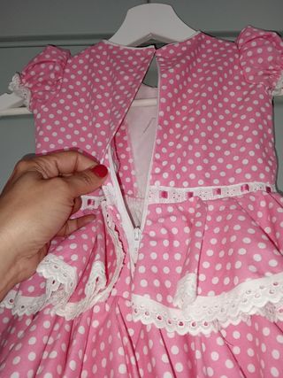 Traje Flamenca niña 2 años lunares rosa
