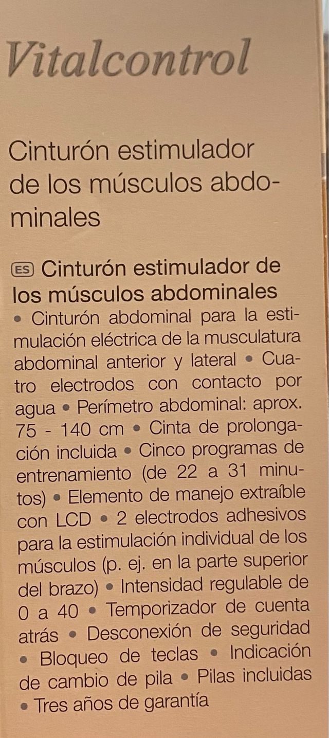 Vitalcontrol Cinturón Electroestimulador Abdominal