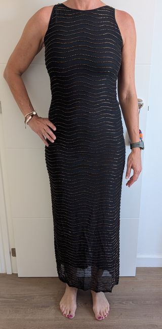 VESTIDO DE FIESTA NEGRO Y BRONCE