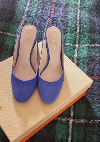 Tacones Minelli azulbñ añil, talla 36