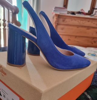 Tacones Minelli azulbñ añil, talla 36