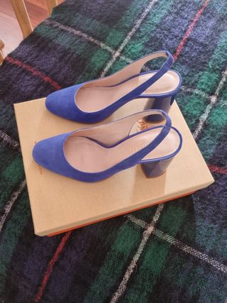 Tacones Minelli azulbñ añil, talla 36