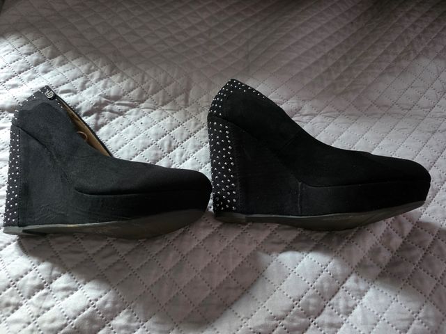 Xti - Zapatos cuña negros talla 38