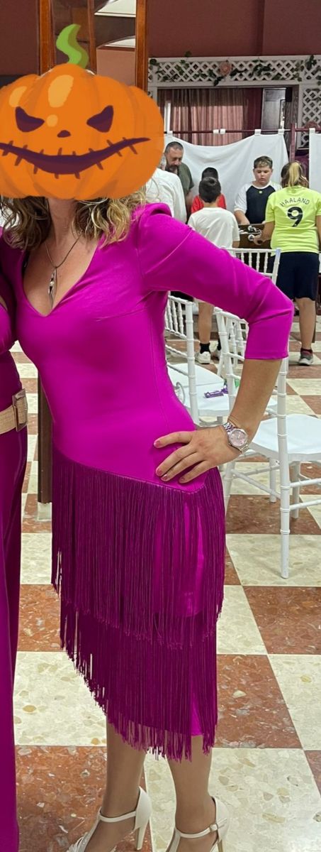 Vestido fiesta buganvilla flecos