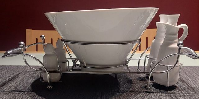 Ensaladera porcelana blanca + 2 recipientes