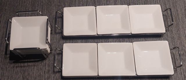 Conjunto de platos, vinagrera y aceitera