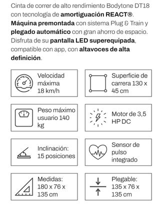 Cinta correr Bodytone DT18 - Plegable