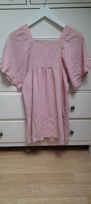 Vestido niña rosa - lino talla 12 años 152cm.
