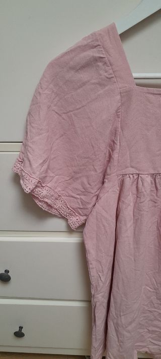 Vestido niña rosa - lino talla 12 años 152cm.