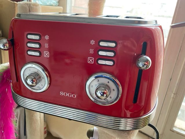 Tostadora Retro Roja 4 Rebanadas familia y cocina