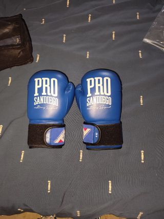 Guantes boxeo y espinilleras
