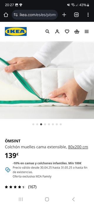Colchón IKEA ÖMSINT 80x200