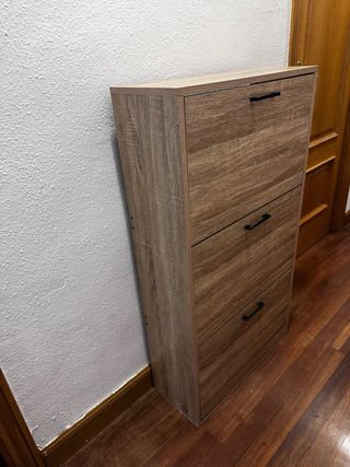 Zapatero madera con 3 cajones plegables