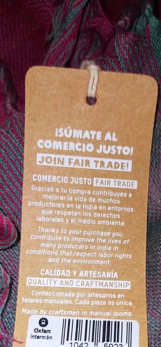 Bufanda VERALUNA - Burdeos-Verde 180x65cm