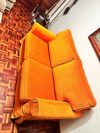 Sofá 2 plazas naranja perfecto estado! como nuevo!
