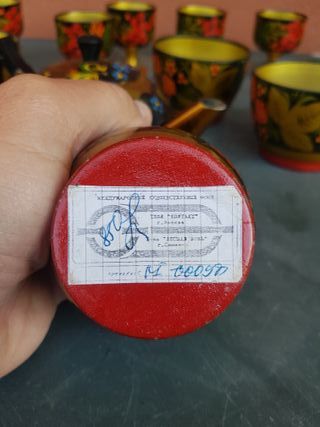 Servizio 13 pz. legno vintage Khokhloma Russia