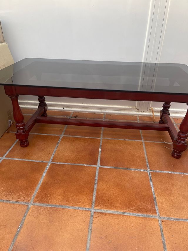 Mesa centro madera cristal