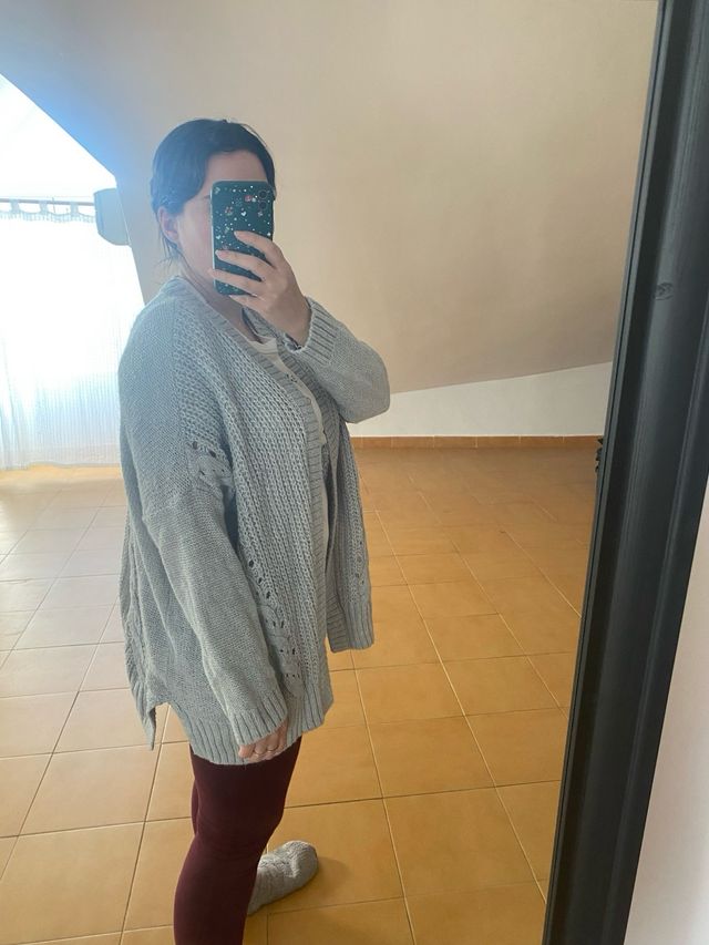 Cárdigan gris - Rebeca larga de punto