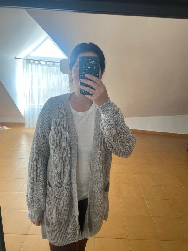 Cárdigan gris - Rebeca larga de punto