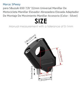 Abrazadera elevadora para manillar moto