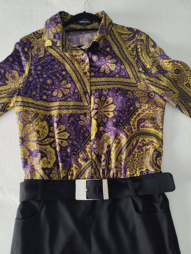 Vestido seda Georges Rech - Negro/Morado