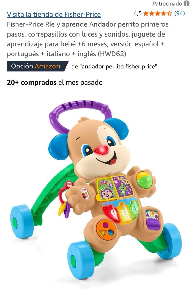 Baby Walker Tren Montable Fisher Price Andadera Perro Montable