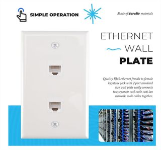 Placa de Pared Ethernet de 2 Puertos Cat6