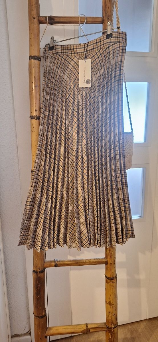 Falda plisada cuadros Stradivarius