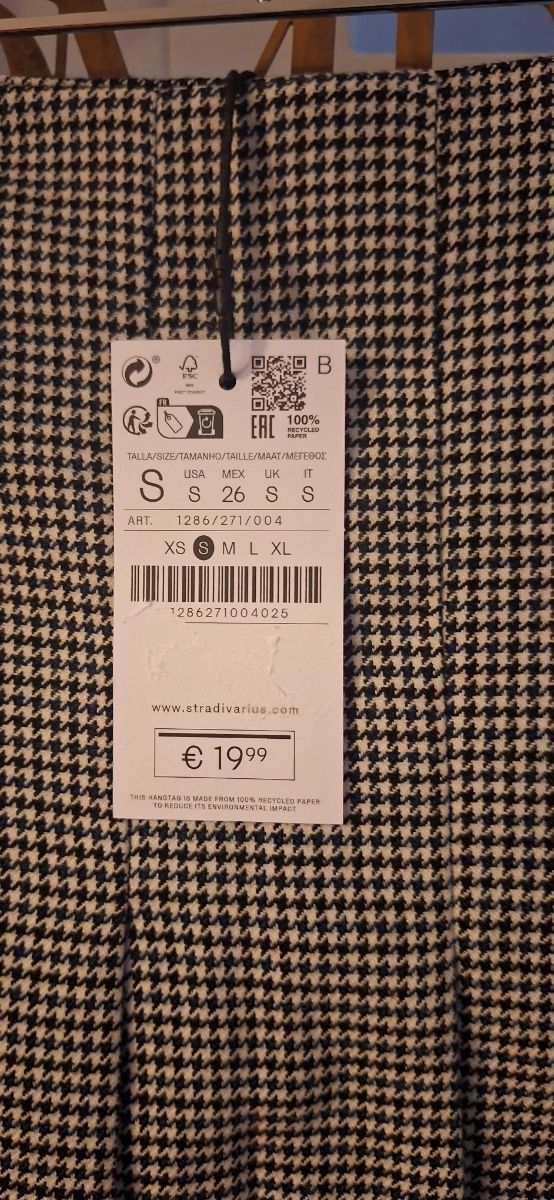 Minifalda plisada cuadros pata de gallo, talla S