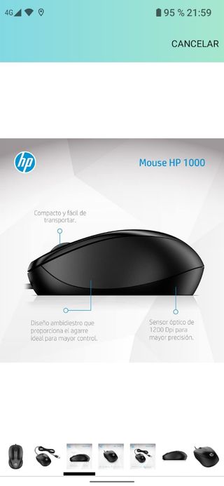 Ratón cable HP USB 3 botones ,rueda