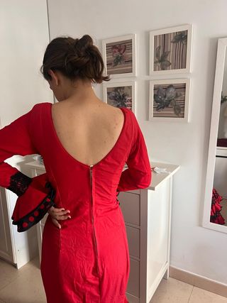 Traje Flamenca gitana Rojo y negro