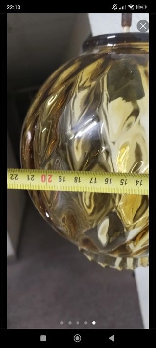 Lampara vintage vidrio amarillo