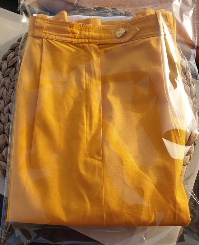 Céline Paris Gonna a Trapezio Svasata Coto Giall L