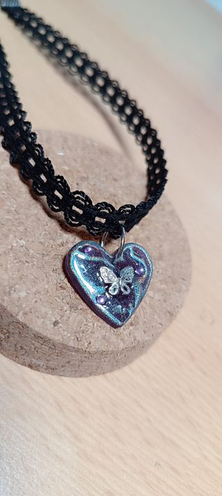 Collar corazón mariposa 💜