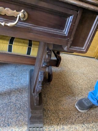 mesa escritorio antigua cuero burdeosestilo inglés