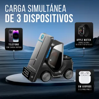 Cargador inalámbrico 3 en 1 forma coche para apple