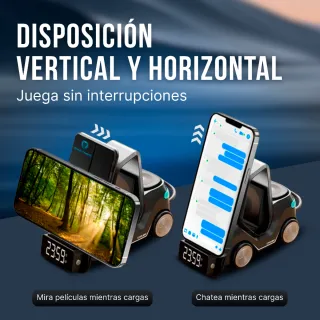 Cargador inalámbrico 3 en 1 forma coche para apple