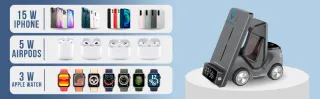 Cargador inalámbrico 3 en 1 forma coche para apple
