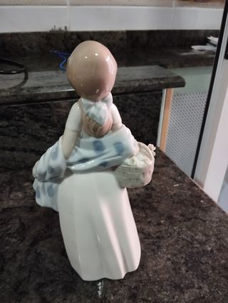 Figura porcelana niña cesta flores
