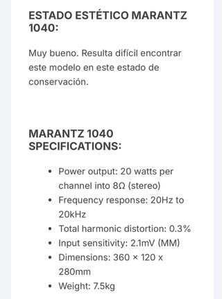 Marantz 1040 - Amplificador HiFi