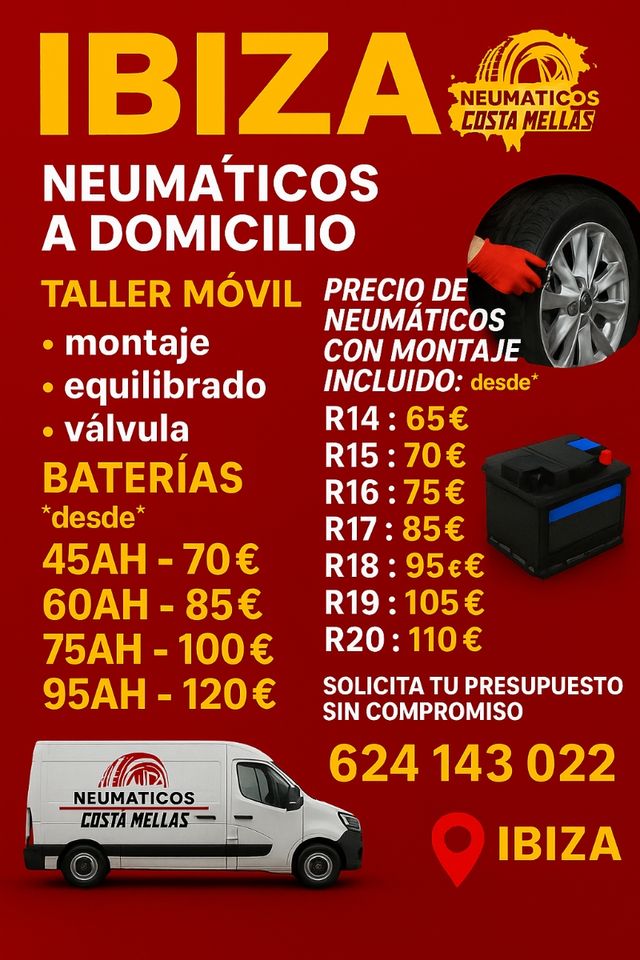Neumáticos + Baterías a domicilio - Ibiza