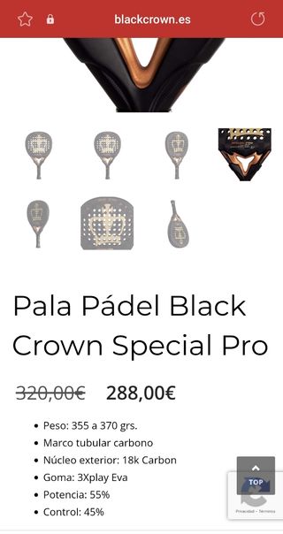 Pala padel BlackCrown Special Pro nueva