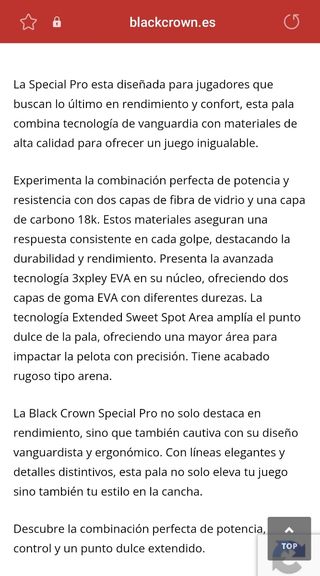 Pala padel BlackCrown Special Pro nueva