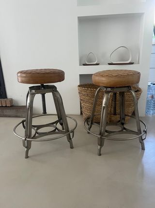 Pack dos Taburetes piel y metal