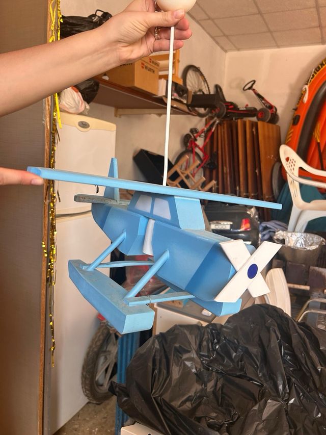 Lampara Avión Madera Azul