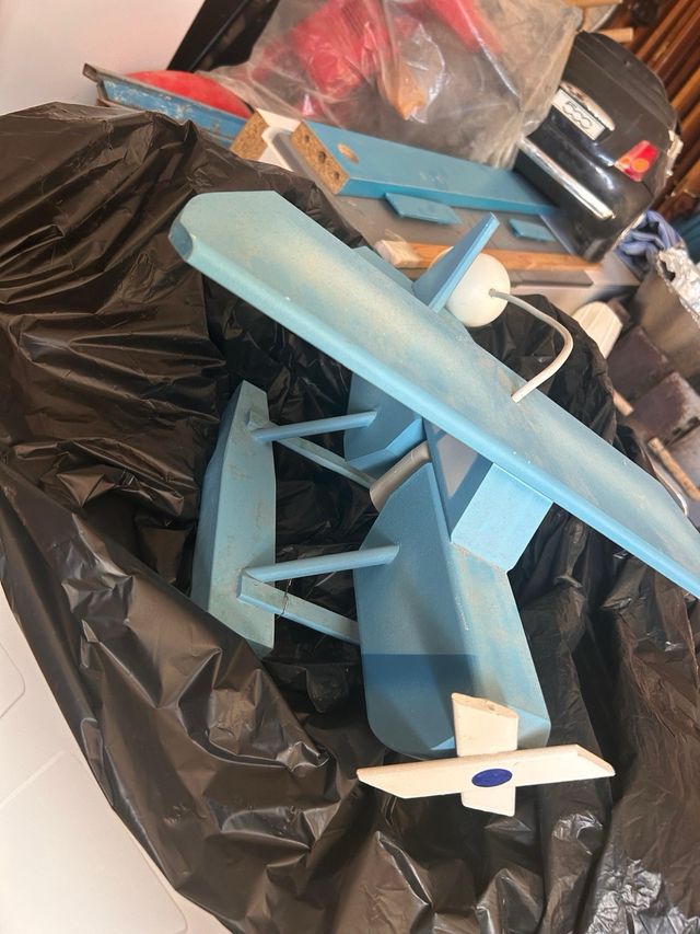 Lampara Avión Madera Azul