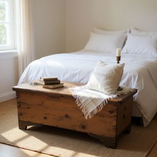 Cassapanca in legno naturale. Restaurata