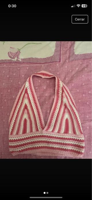Top crochet rosa