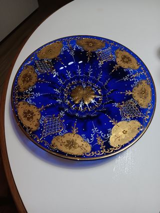 Centrotavola Murano blu e oro